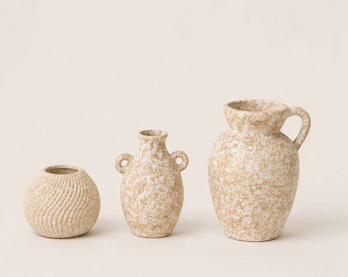 Jeu de vase en Céramique Granit Beige – vue 4 du produit | ODECO