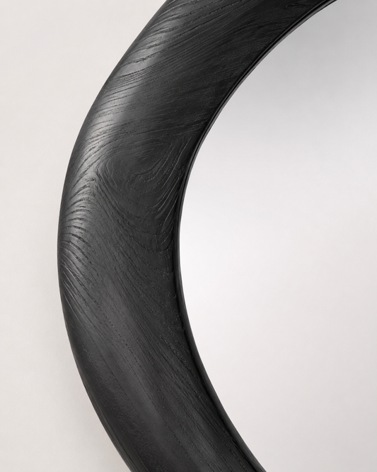 Miroir Organique Rond Bois Noir – vue 2 du produit | ODECO