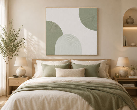 Tableau minimaliste sur toile vert — 80 × 80 cm – vue 2 du produit | ODECO