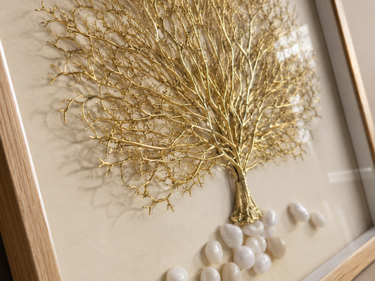 Tableau en relief Arbre de vie doré — 60 × 60 cm – vue 2 du produit | ODECO