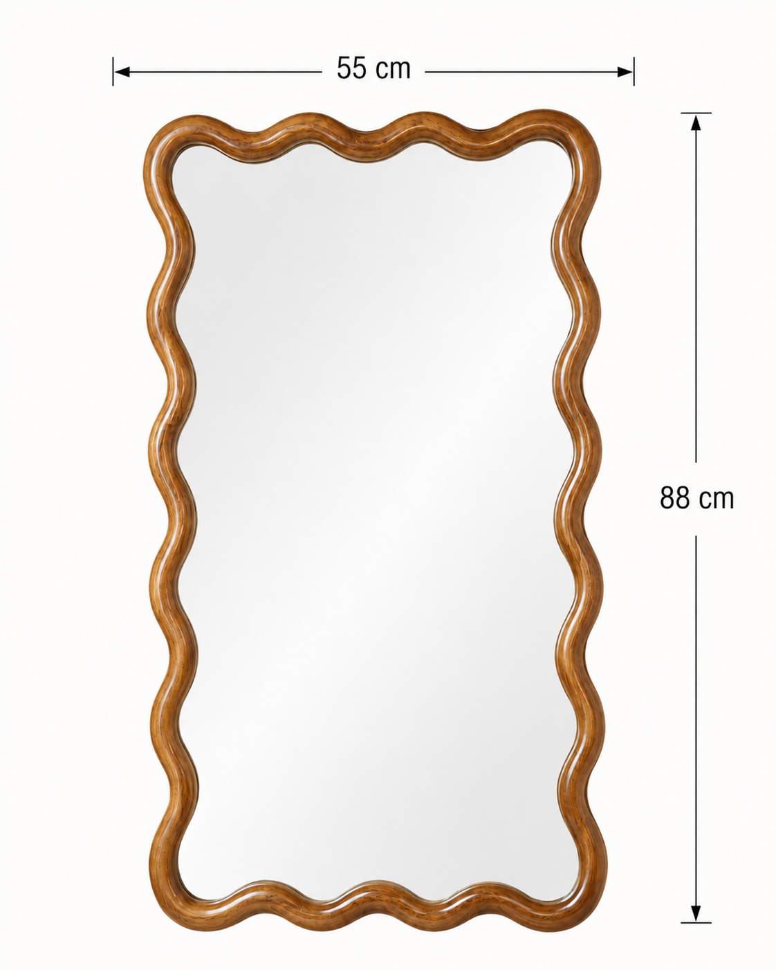 Miroir Scallopé Rectangulaire Bois Naturel Foncé – vue 5 du produit | ODECO