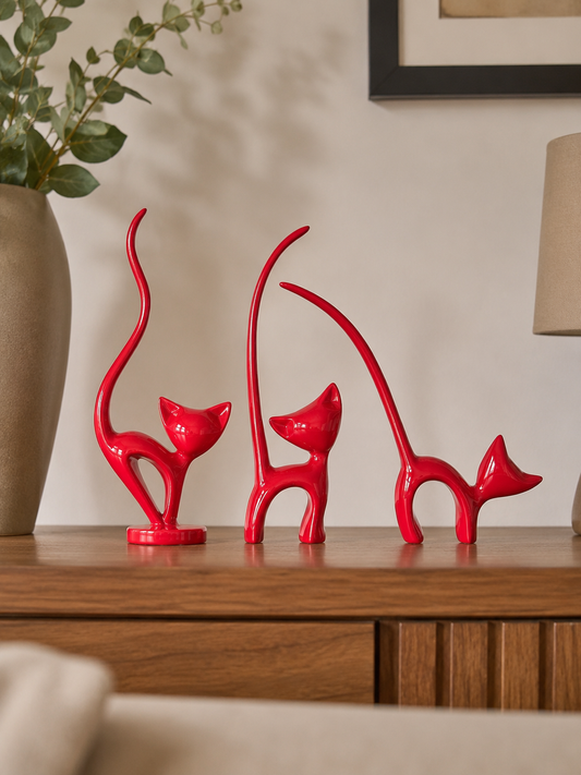 Figurine Trio Chat – vue 2 du produit | ODECO