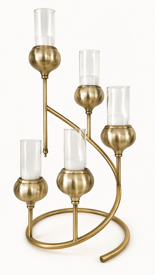 Chandelier Bronze en Spirale 5 Branches – vue 2 du produit | ODECO
