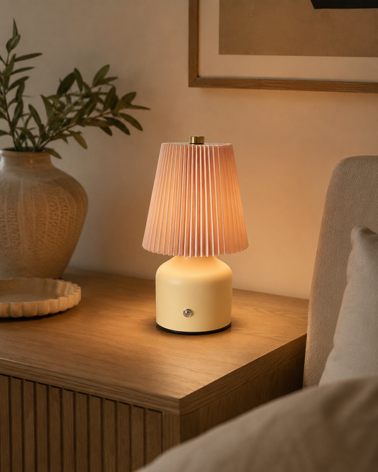 Lampe Rechargeable Vintage Noir, blanc, beige, bois – vue 2 du produit | ODECO