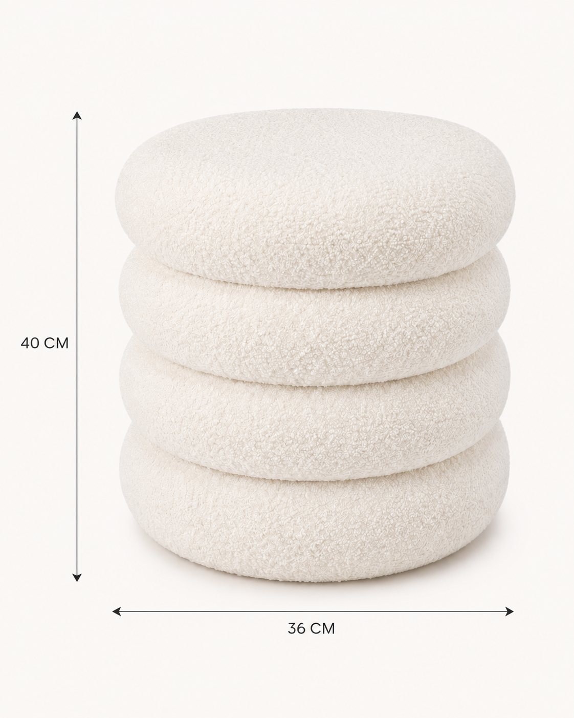 Pouf Rond Anneau Blanc – vue 5 du produit | ODECO