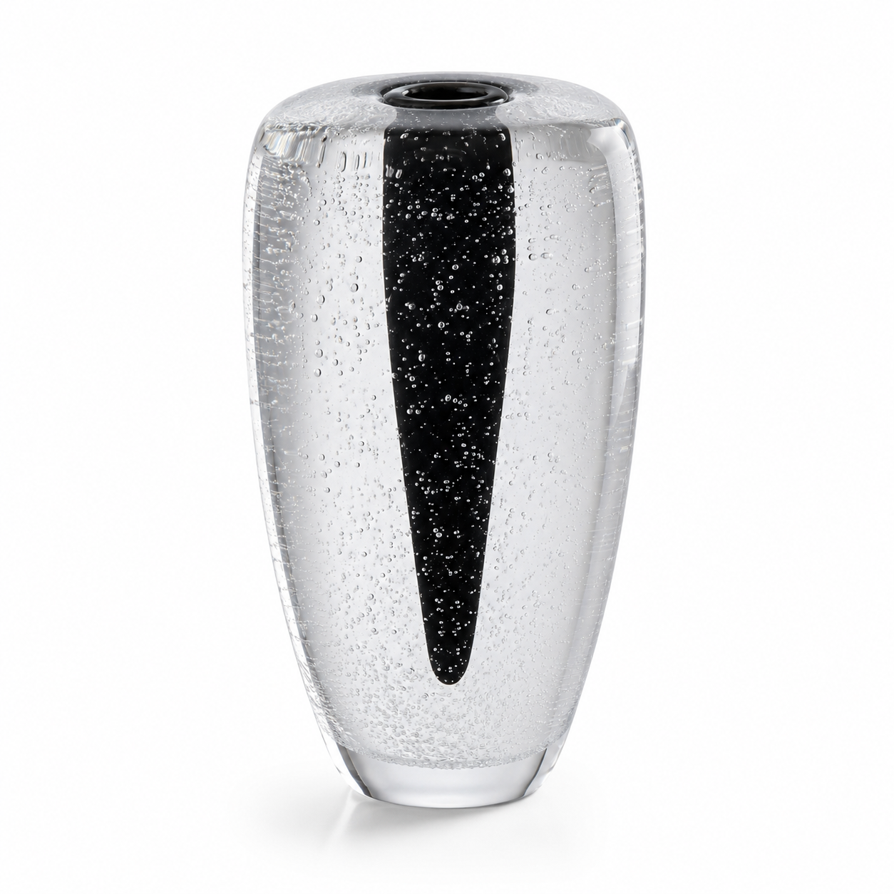 Vase en verre soufflé Bulles Noir & Cristal