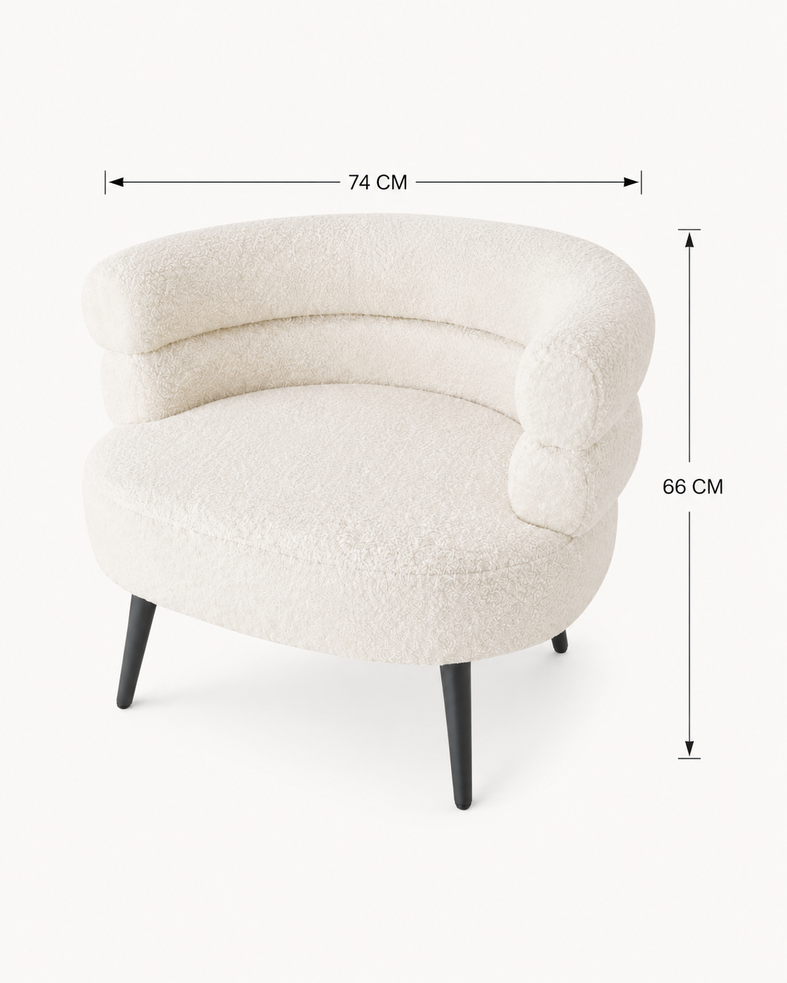 Fauteuil Tissu Bouclé Accent Beige – vue 6 du produit | ODECO