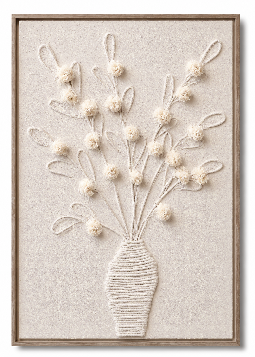 White Relief Painting Vase with Flowers 50*70