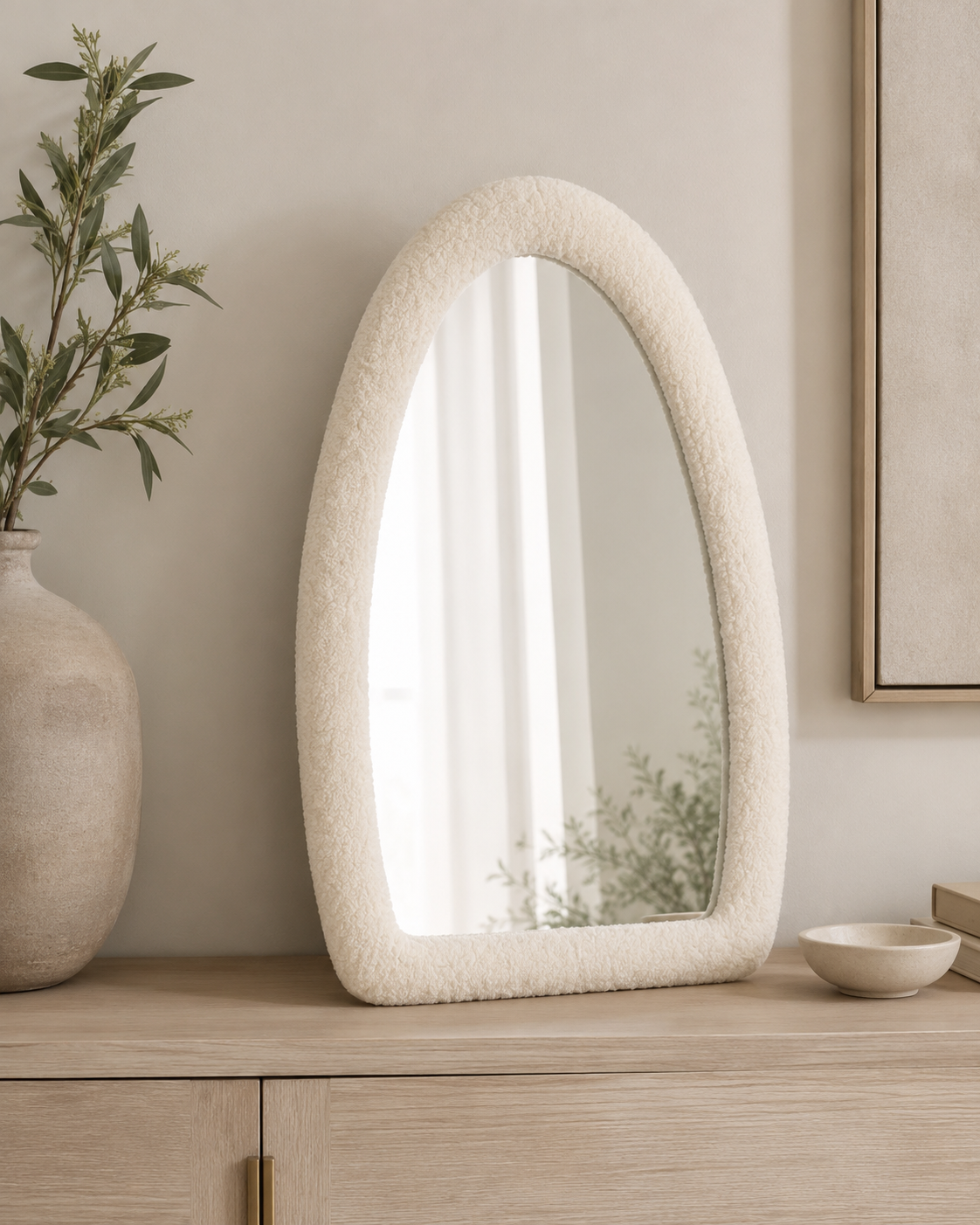 Miroir Fluffy Arc Pointu Blanc – vue principale | ODECO