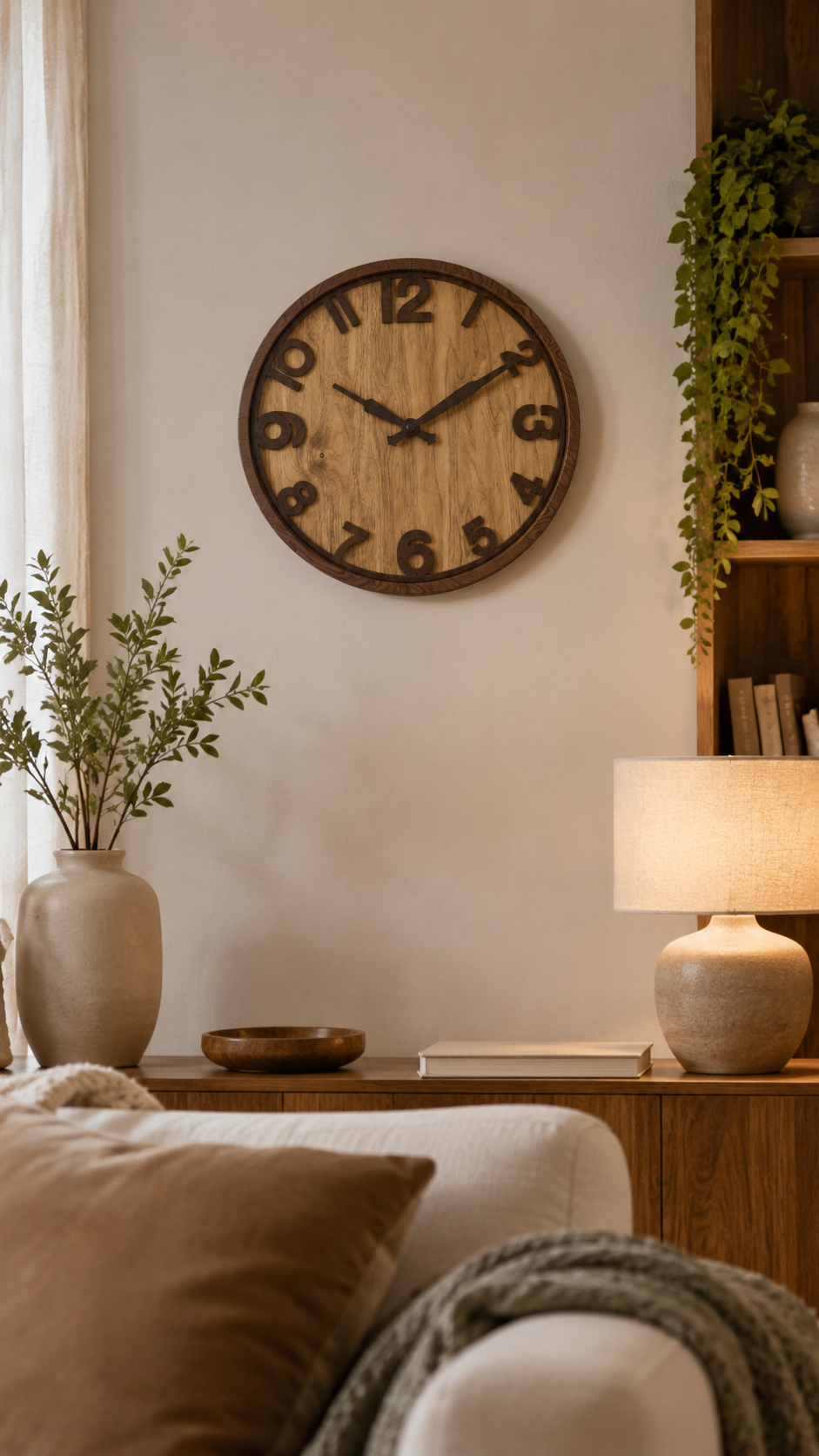 Horloge Murale Effet Bois Naturel – vue principale | ODECO