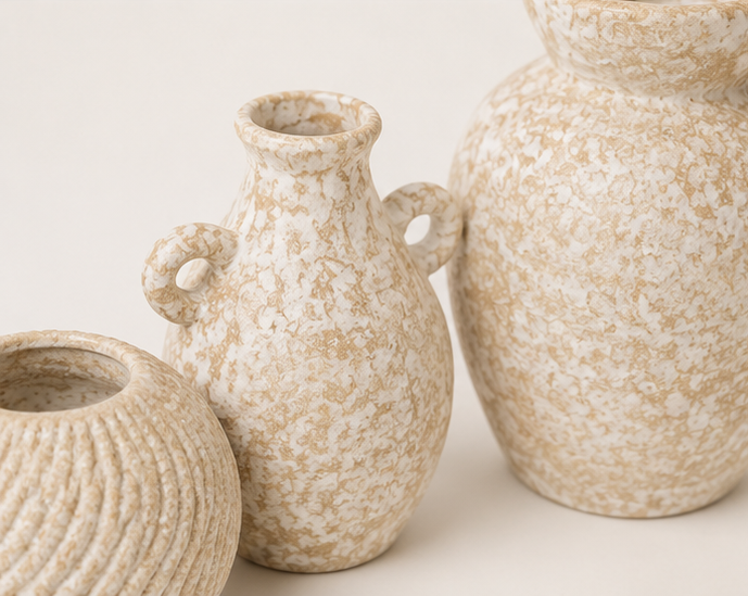 Jeu de vase en Céramique Granit Beige – vue 3 du produit | ODECO