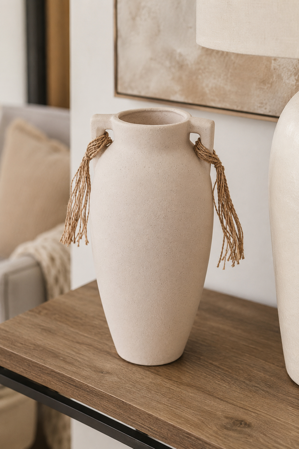 Vase en Terre Cuite Beige « Cordage » (GM)