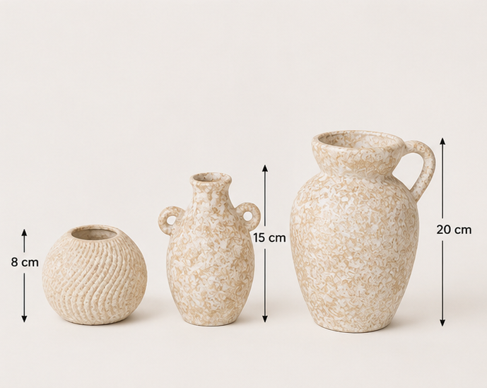 Jeu de vase en Céramique Granit Beige – vue 2 du produit | ODECO