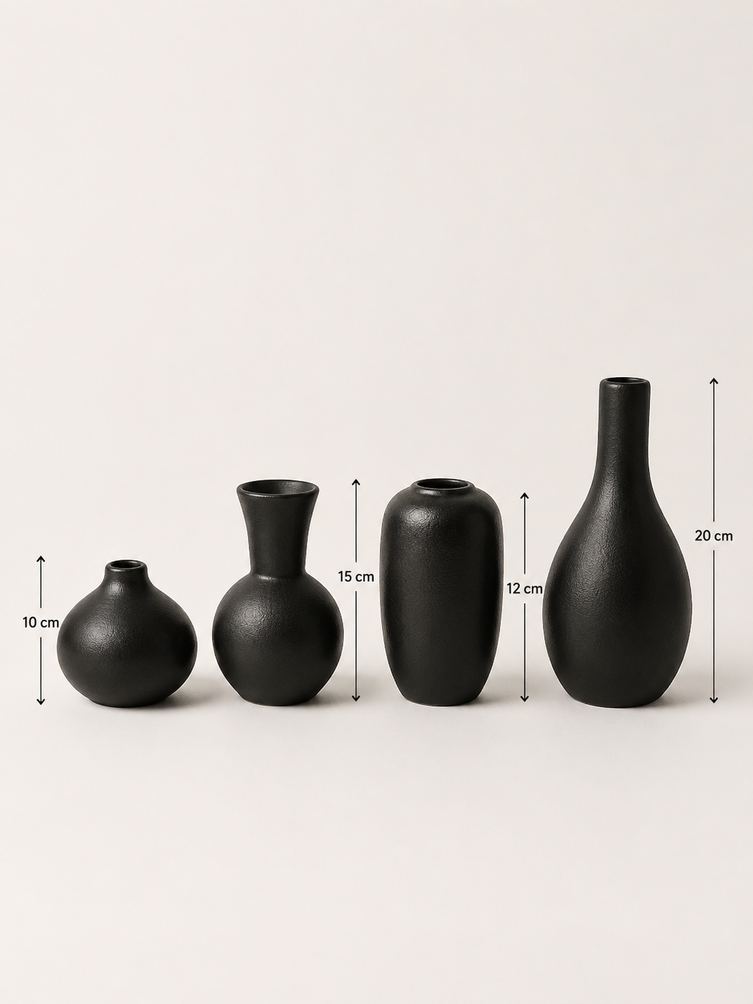 Jeu de vases en céramique noirs – vue 4 du produit | ODECO
