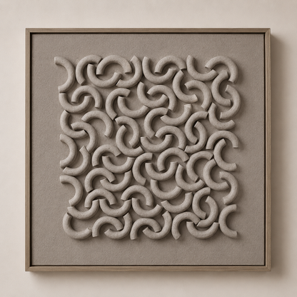 Tableau 3D Macaroni gris — 40 × 40 cm — vue 3, ODECO Boisbriand