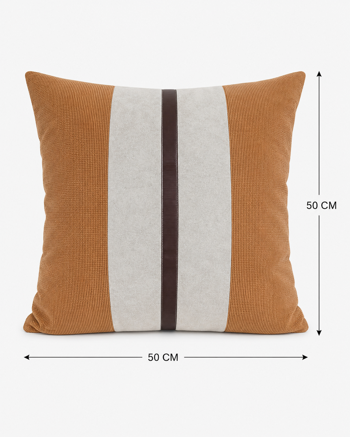 Coussin décoratif texturé avec bande centrale brune – vue 11 du produit | ODECO