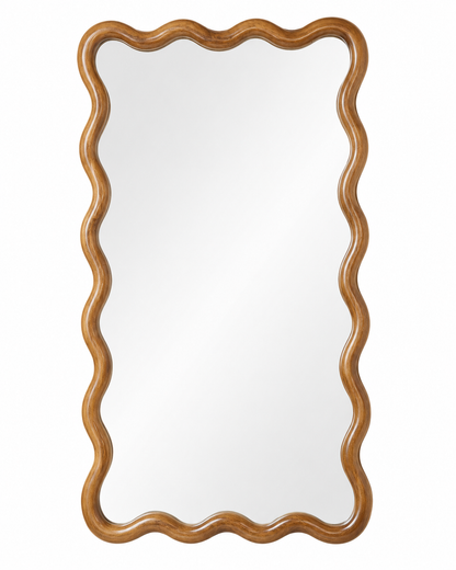 Miroir Scallopé Rectangulaire Bois Naturel Foncé — vue 3, ODECO Boisbriand