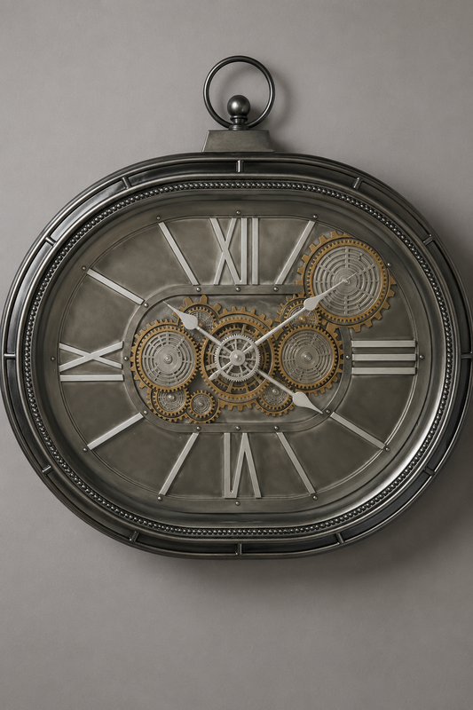 Horloge Vintage Ovale Couleur Argent – vue 2 du produit | ODECO