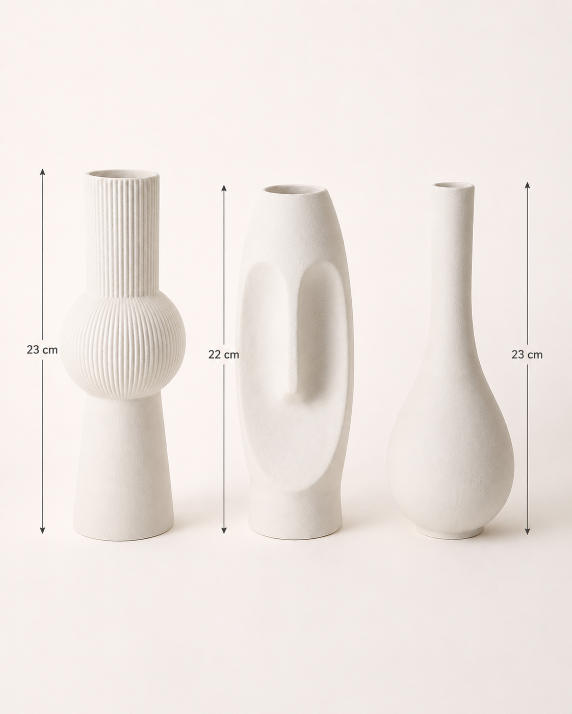 Jeu de vases-figurines en céramique blanche – 3 pièces – vue 4 du produit | ODECO