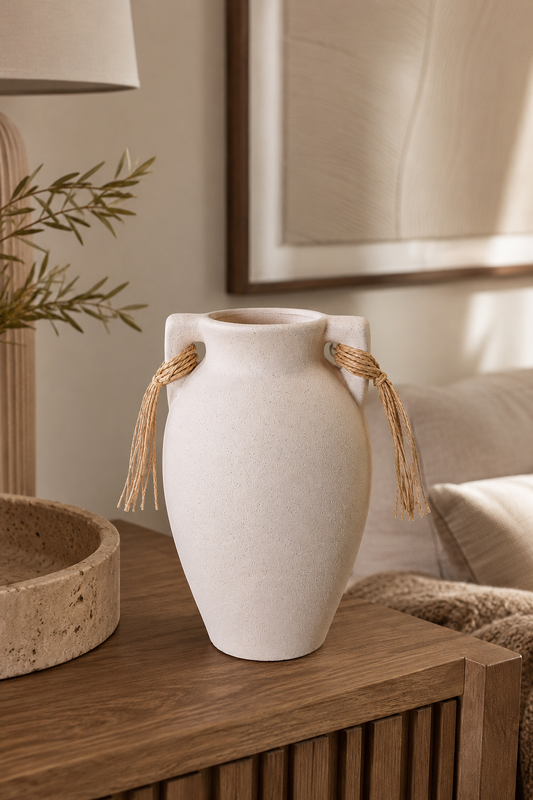 Vase en Terre Cuite Beige « Cordage » (PM)