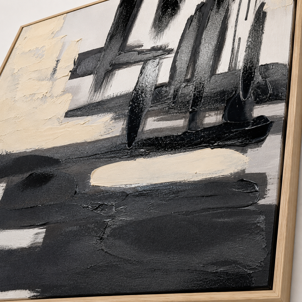 Black and White Abstract Canvas Painting 80*80