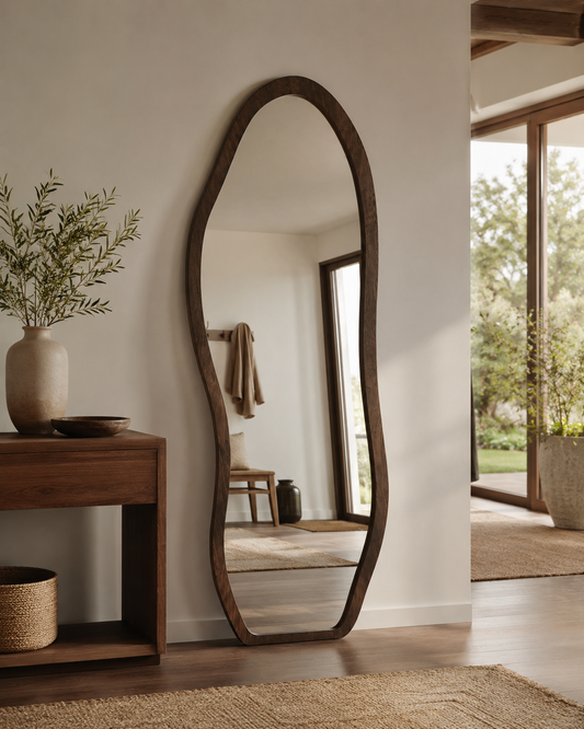 Miroir Nuage sur Pied Couleur Bois – vue principale | ODECO