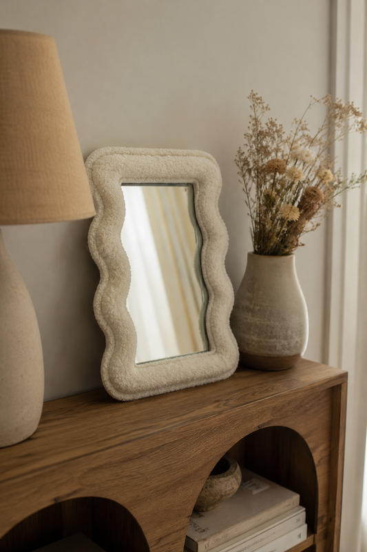 Miroir Scallopé Fluffy Blanc – vue principale | ODECO