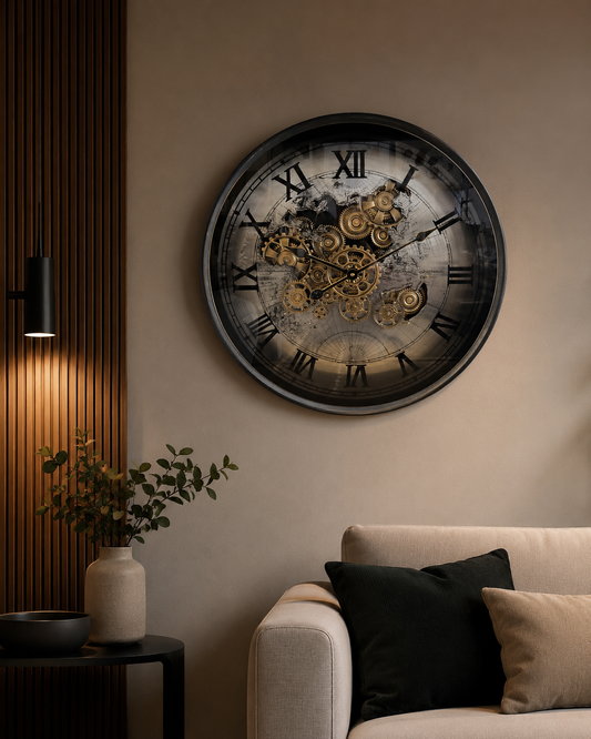 Horloge Vintage Murale Engrenage Visible GM – vue 2 du produit | ODECO