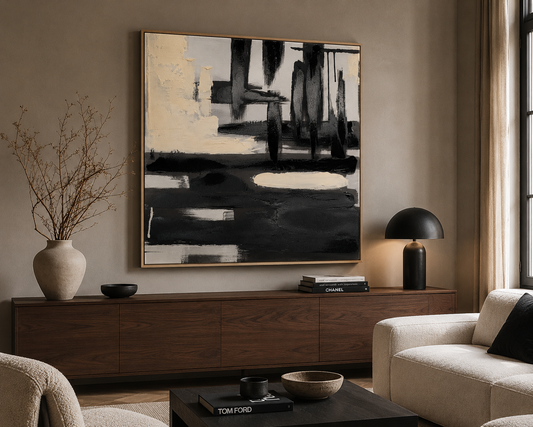 Black and White Abstract Canvas Painting 80*80