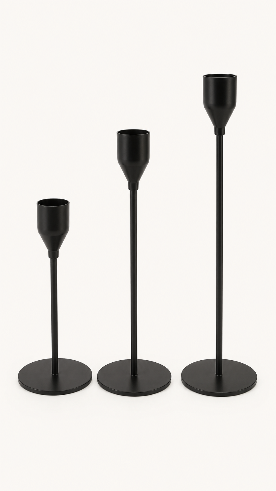 Ensemble de 3 bougeoirs classiques en métal noir – vue 3 du produit | ODECO