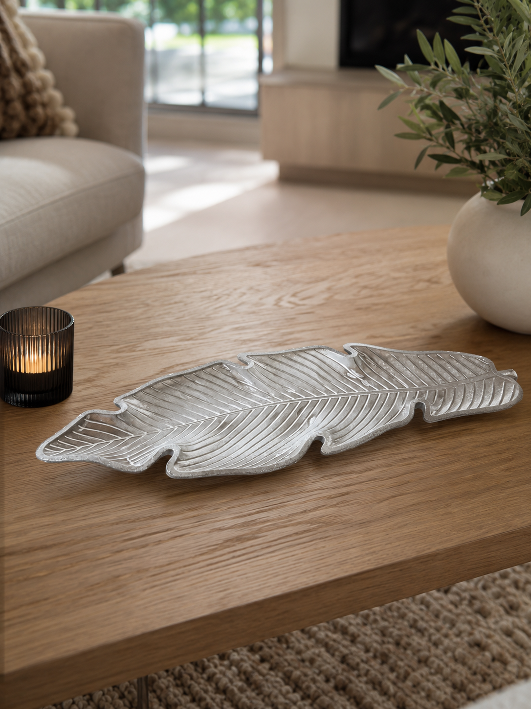Plateau Décoratif Forme Feuille en Bois – vue principale | ODECO