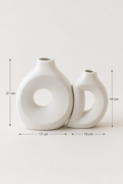 Jeu de Vase Blanc Cassé Jumeaux — vue 3, ODECO Boisbriand