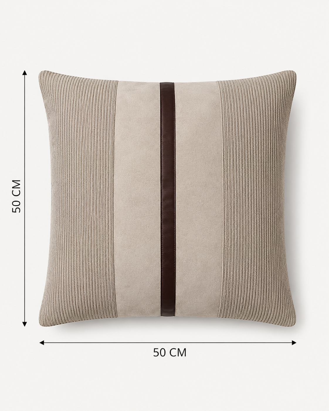 Coussin décoratif texturé avec bande centrale brune – vue 10 du produit | ODECO