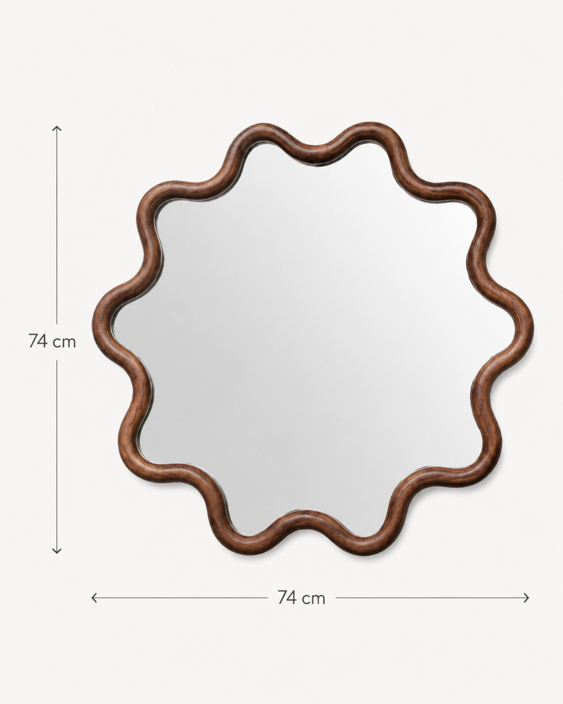 Miroir Scallopé Rond Bois Naturel Foncé – vue 5 du produit | ODECO