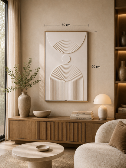 Tableau minimaliste 3D blanc — 60 × 90 cm — vue 2, ODECO Boisbriand