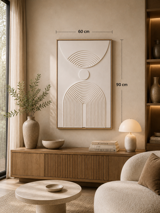 Tableau minimaliste 3D blanc — 60 × 90 cm – vue 2 du produit | ODECO