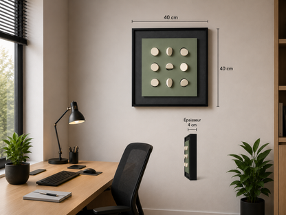 Tableau relief boules de bois — 40 × 40 cm — vue 4, ODECO Boisbriand