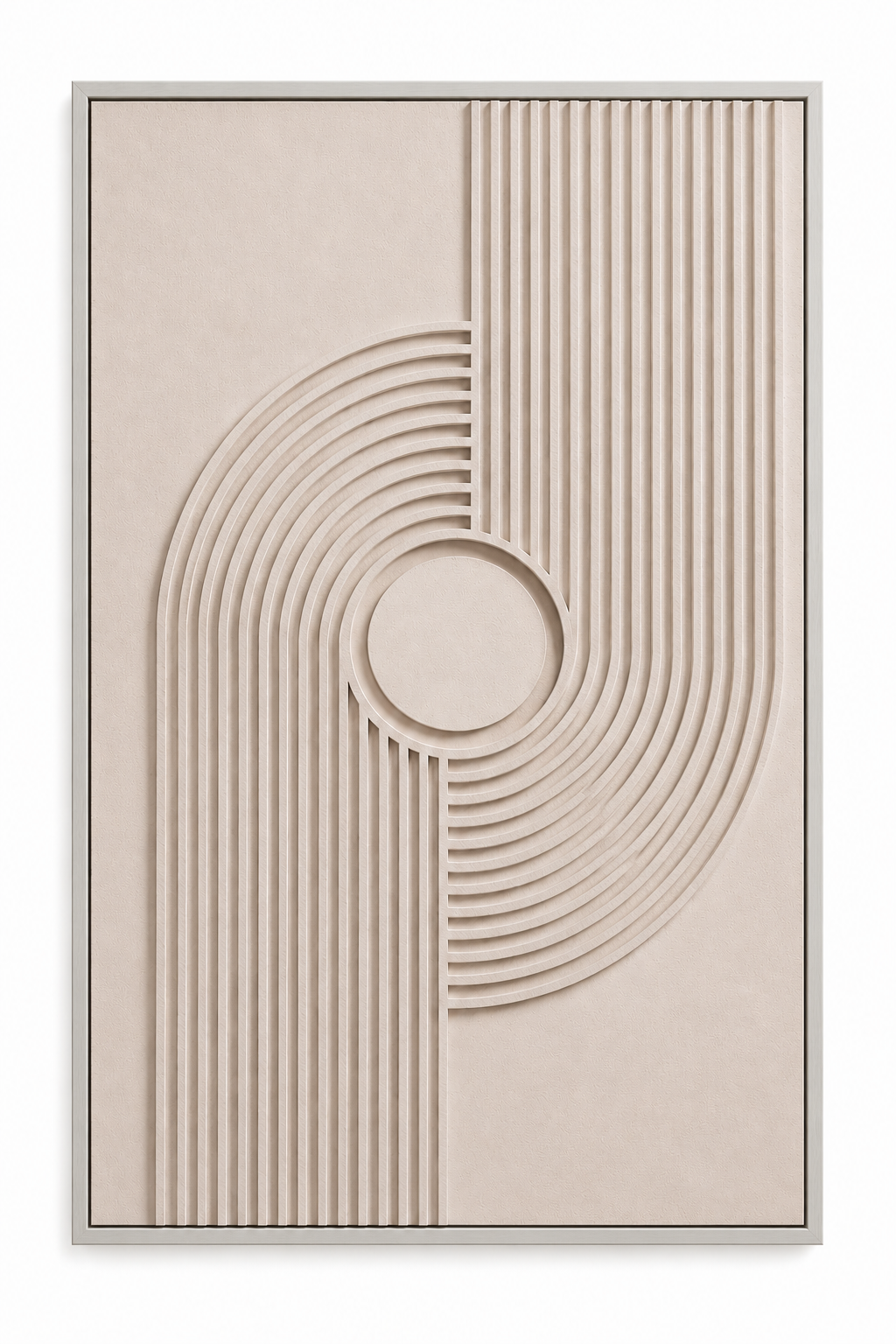 Tableau 3D minimaliste greige et taupe — 60 × 90 cm