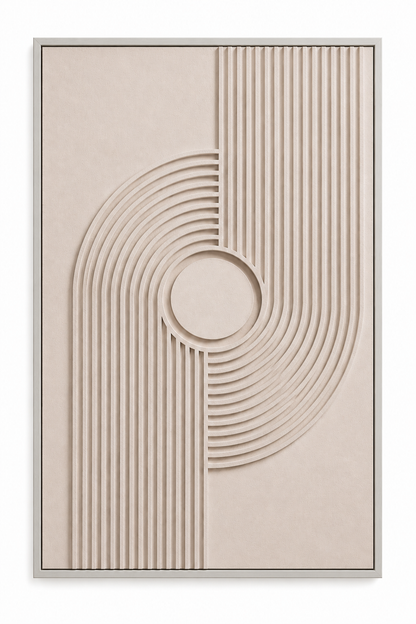 Tableau 3D minimaliste greige et taupe — 60 × 90 cm — vue 4, ODECO Boisbriand