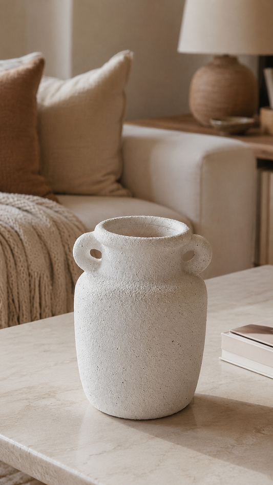 Vase en Terre Cuite Blanc « Athena » (GM)