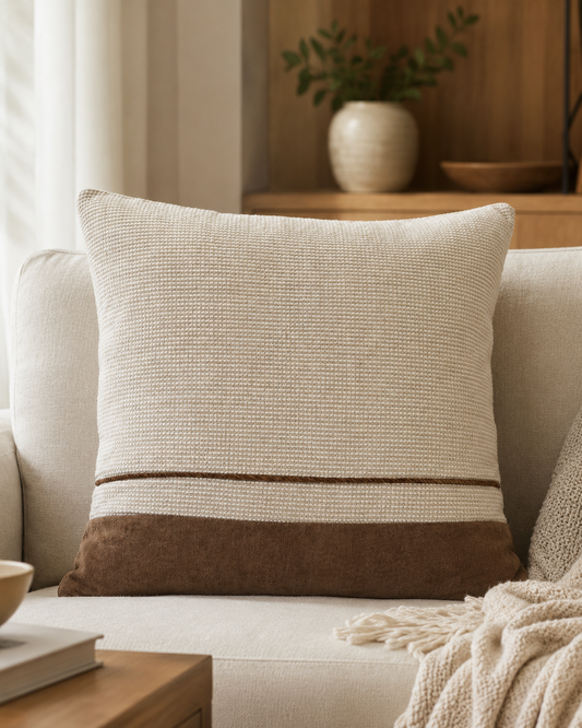 Coussin décoratif texturé avec base contrastante – vue principale | ODECO