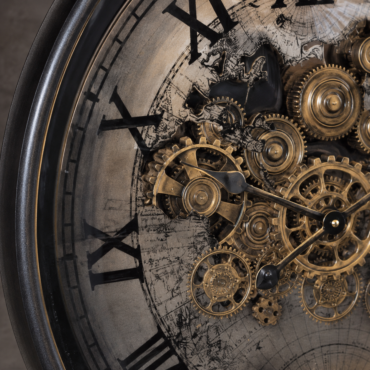 Horloge Vintage Murale Engrenage Visible GM – vue principale | ODECO