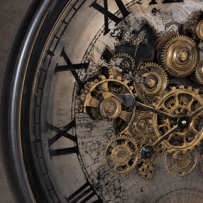 Horloge Vintage Murale Engrenage Visible GM — vue principale, ODECO Boisbriand
