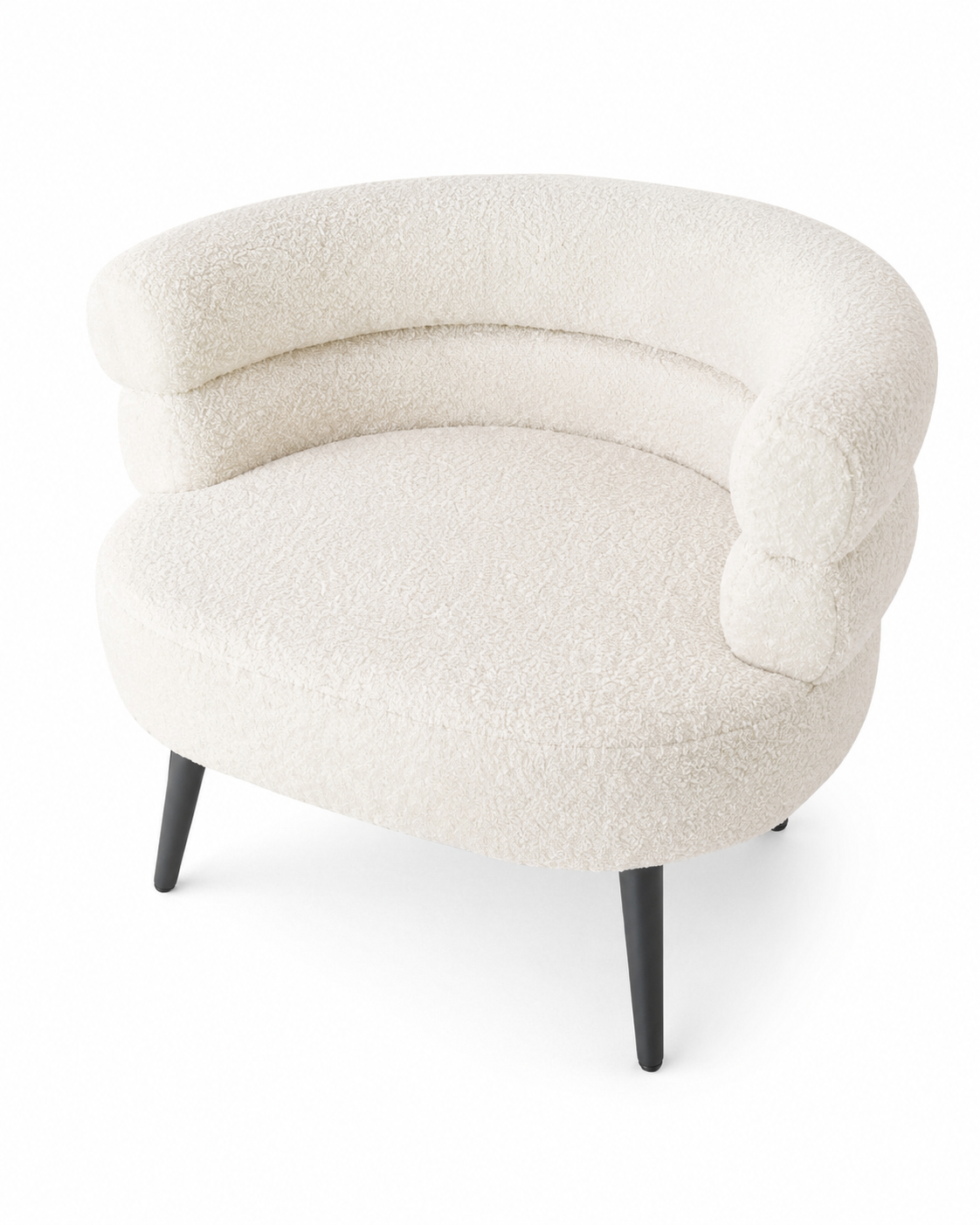 Fauteuil Tissu Bouclé Accent Beige – vue 4 du produit | ODECO