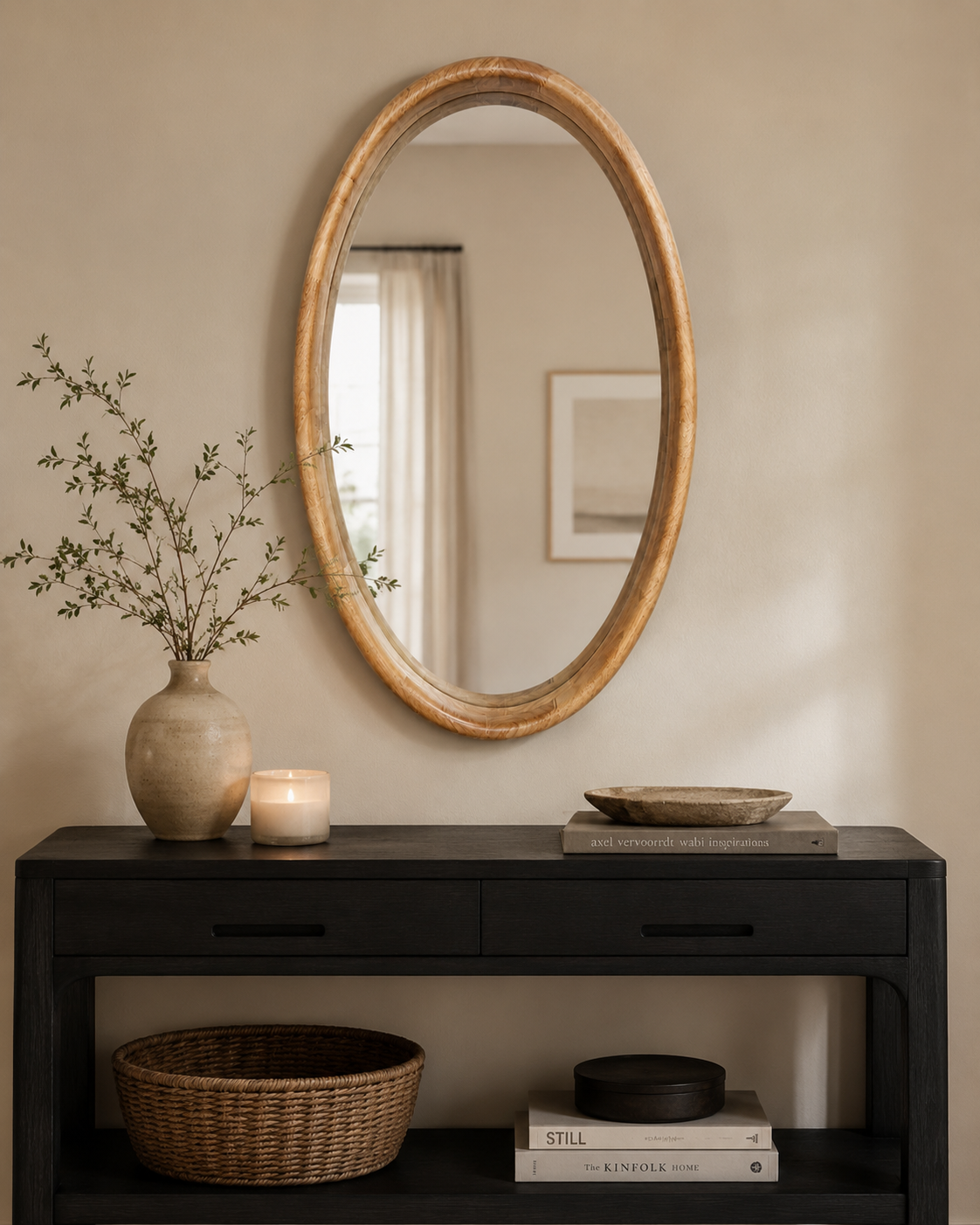 Miroir Ovale Bois Naturel (GM) – vue 2 du produit | ODECO