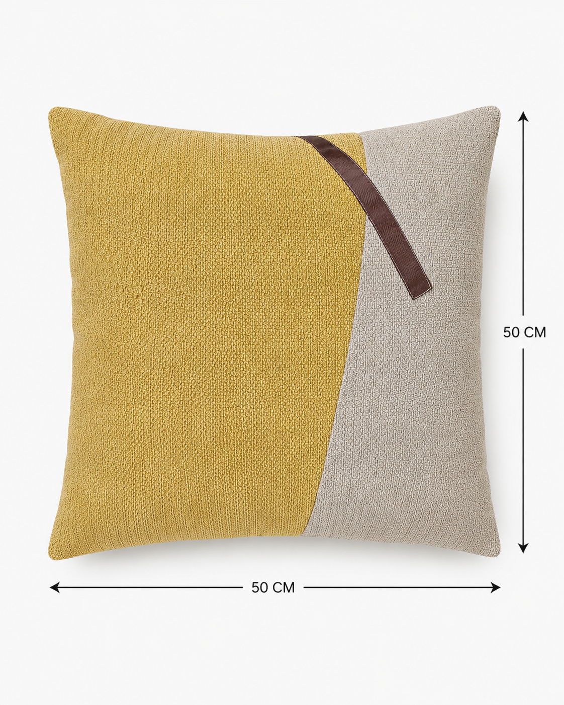 Coussin décoratif texturé asymétrique avec bande brune – vue 11 du produit | ODECO