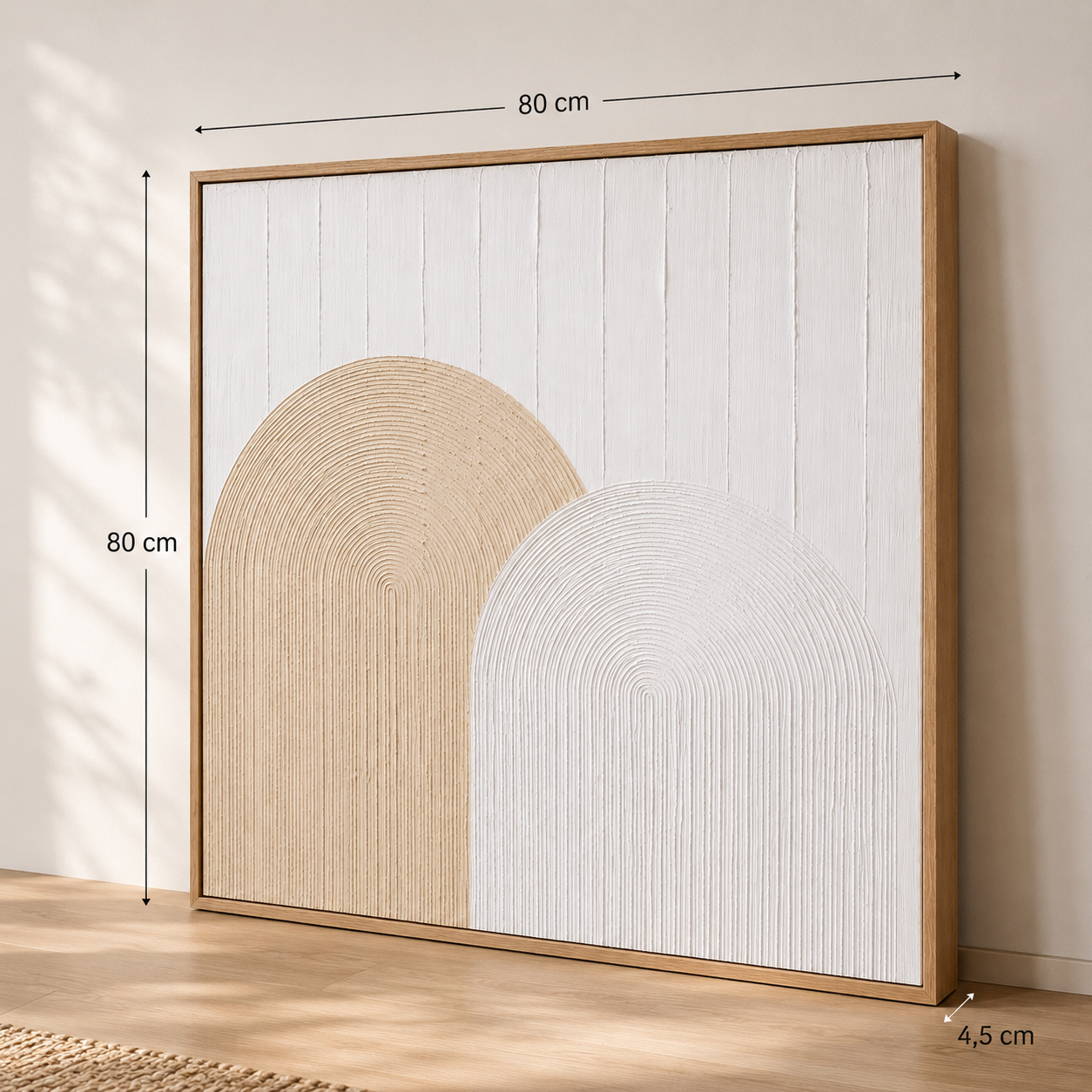Tableau minimaliste sur toile jaune — 80 × 80 cm