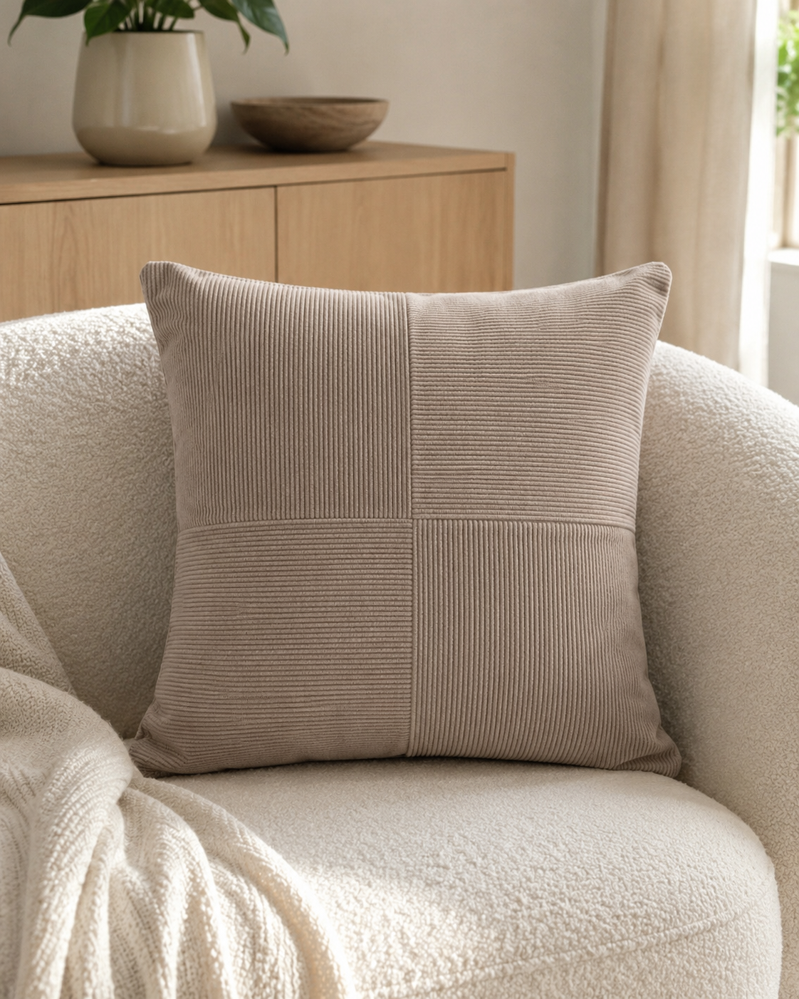 Coussin texturé à motifs quadrillés – 50 × 50 cm – vue 3 du produit | ODECO