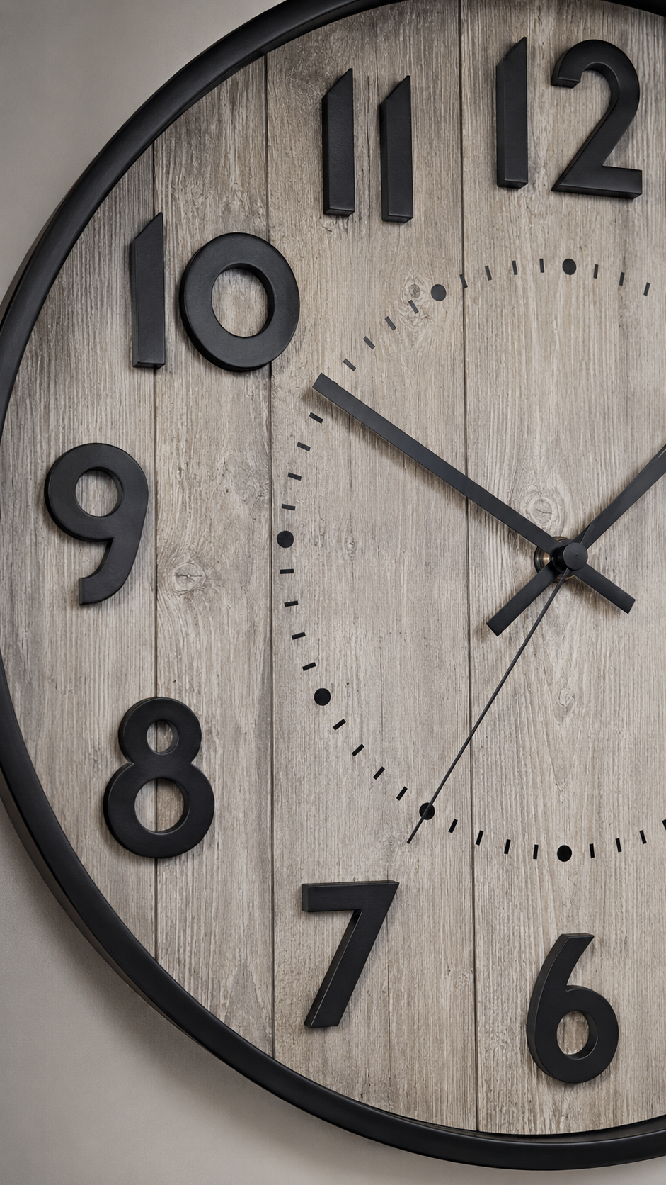 Horloge Murale Classic Noir Fond Gris 50cm – vue 3 du produit | ODECO