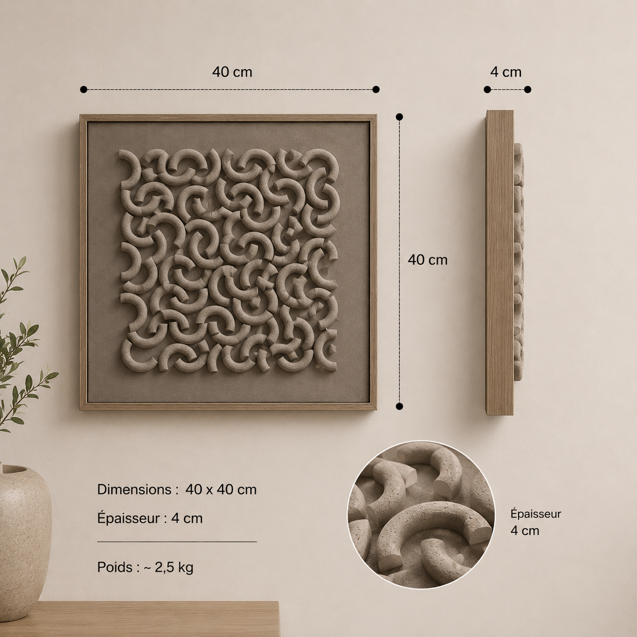Macaroni 3D Wall Art 40*40